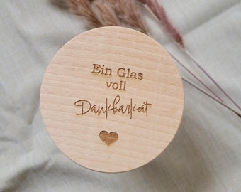 Glas mit Holzdeckel Dankbarkeit, Geschenk