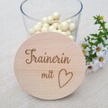 Trainer with heart, glass with wooden lid engraved, storage jar, gift idea, thank you, birthday
