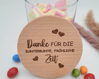 Farewell gift for a kindergarten teacher, gift for a primary school teacher, kindergarten farewell, daycare, school, storage jar, colorful time, thank you, thank you