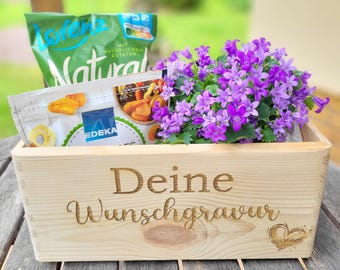 personalisierte Holzkiste mit Wunschgravur Holzbox | Geschenkebox Geschenkkiste Abschiedsgeschenk Erzieher Lehrer Hebamme Geburtstag