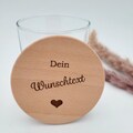 Storage jar with wooden lid, engraved with your desired text. Perfect for a birthday, thank you gift, or as a personalized engraving.