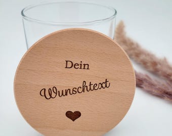 Vorratsglas mit Holzdeckel dein Wunschtext Glas mit Deckel graviert Geburtstag Dankeschön Geschenk Wunschgravur