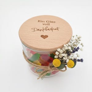 Tarro de cristal con tapa de madera, tarro de almacenamiento de gratitud, regalo de agradecimiento grabado, regalo de despedida imagen 10