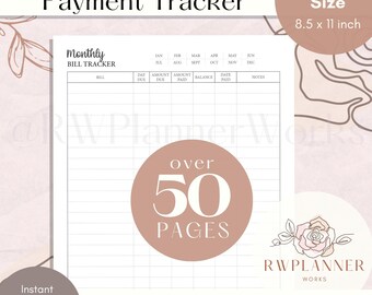 Monthly Bill Payment Tracker: US Letter Printable (Digital Download)