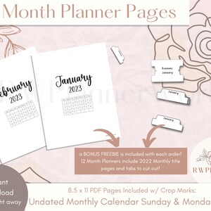 12 Month Planner Pages: Happy Planner Classic Inserts (Digital Download) image 5