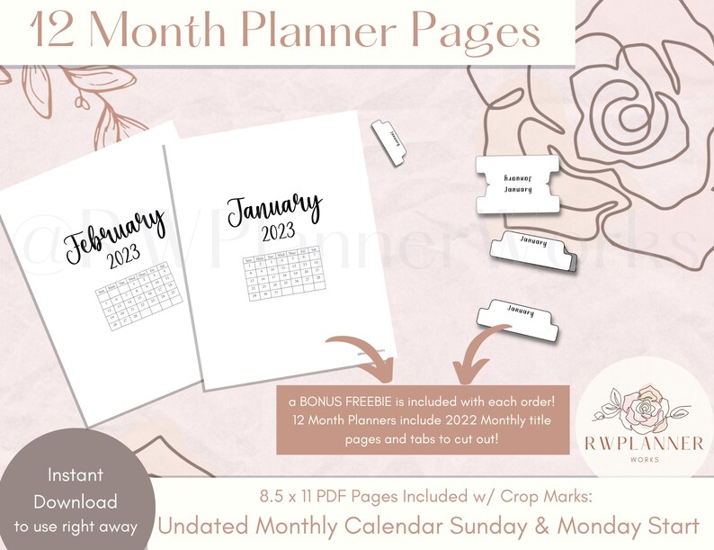 12 Month Planner Pages: Happy Planner Classic Inserts (Digital Download) image 5