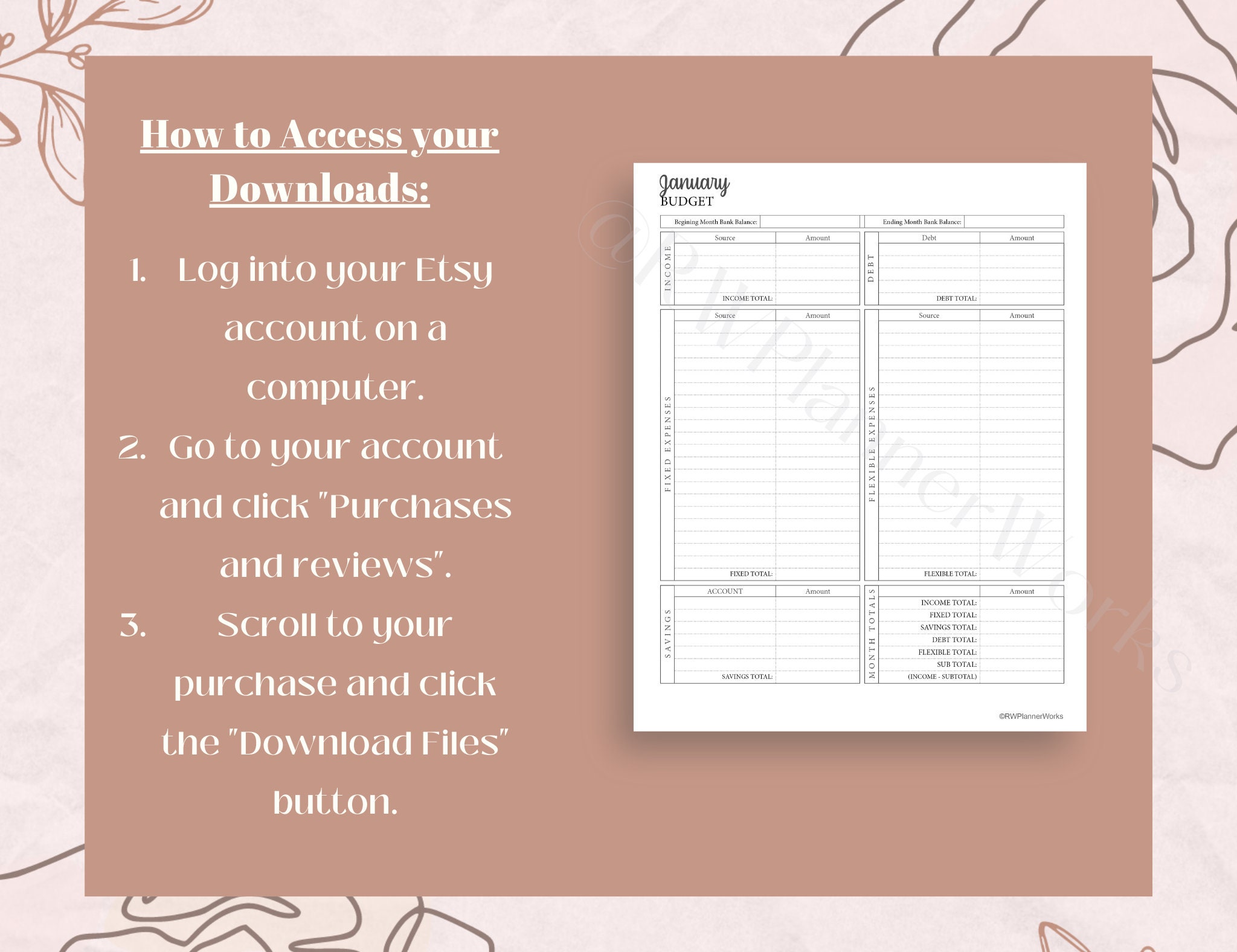 Monthly Budget Planner Printable Budget Insert Letter Size - Etsy