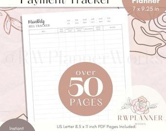 Monthly Bill Payment Tracker Insert: Classic Planner (Digital Download)