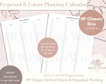 Perpetual Calendar | Future Planning Printables | HP Classic Size