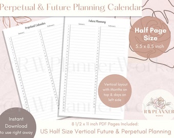 Perpetual Calendar | Future Planning Printables | Half Letter Page