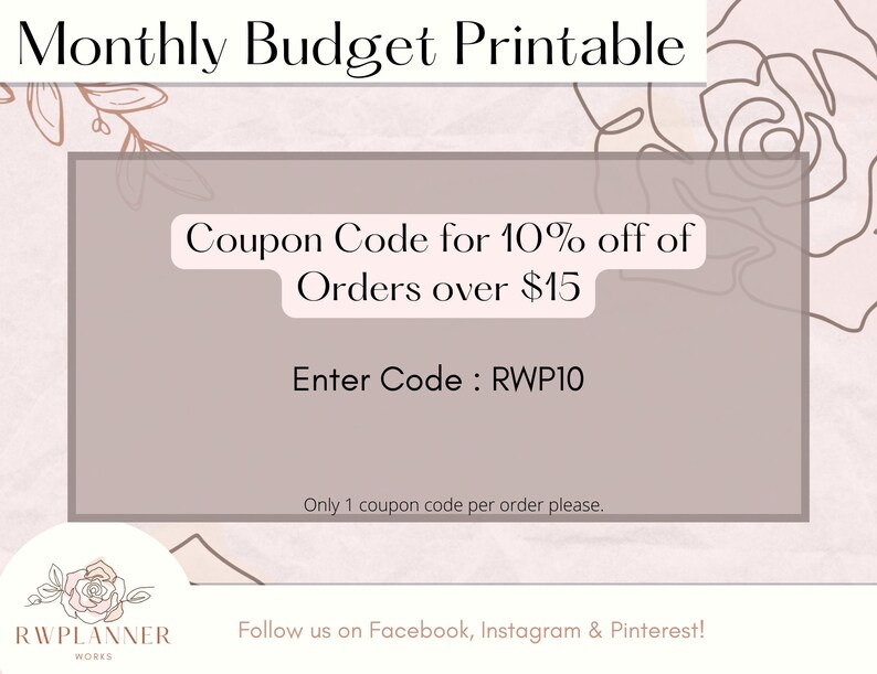Monthly Budget Planner Printable Budget Insert Letter Size - Etsy