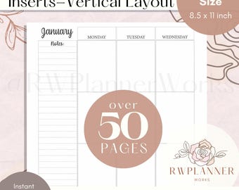 Minimalist Weekly Planner Insert: US Letter Printable  (Digital Download)