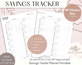 Savings Tracker Planner Insert: HP Classic Size (Digital Download)