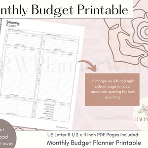 Monthly Budget Planner Printable Budget Insert Letter Size - Etsy