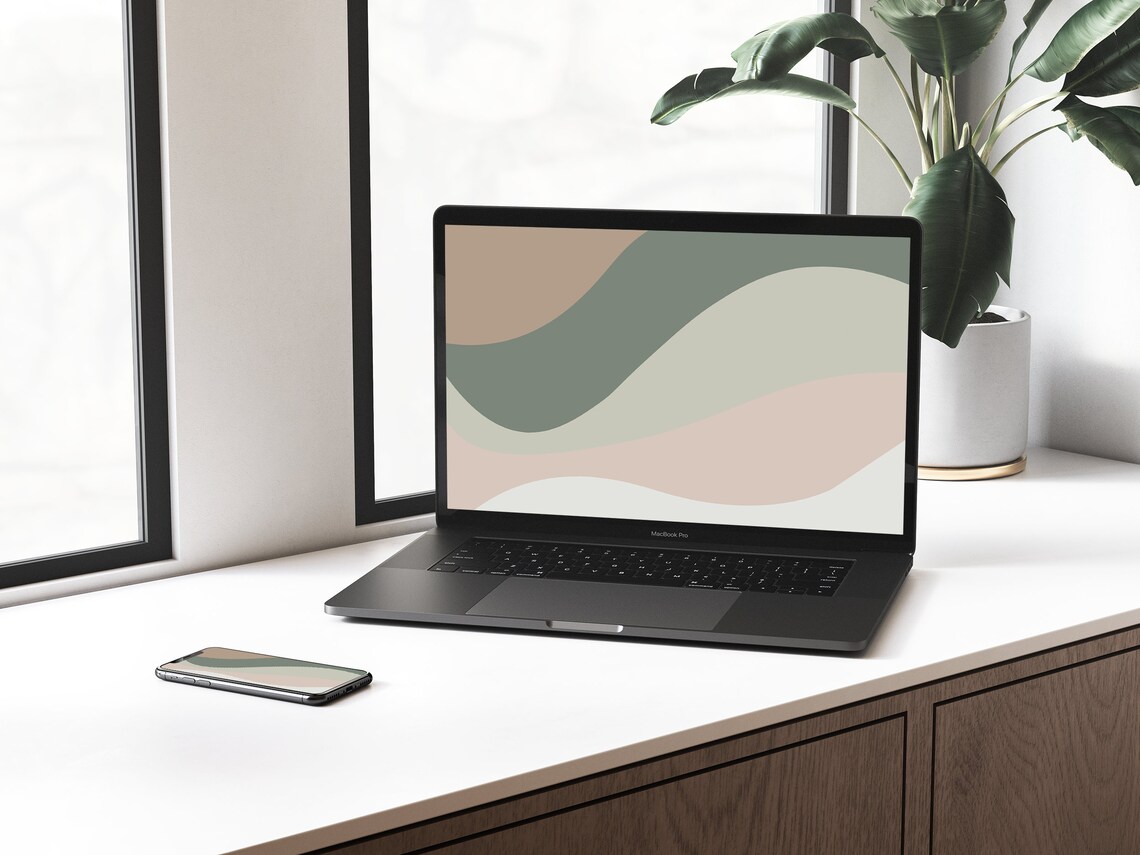 Aesthetic Minimalist Boho Digital Wallpaper MacBook Desktop Laptop