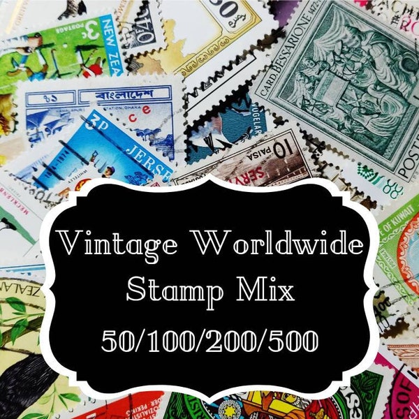 Mixed World Lucky Dip 50/100/200/500 Unsorted Off Paper Old Variety Pack Vintage Postage Stamps Mint and Used Grab Bags