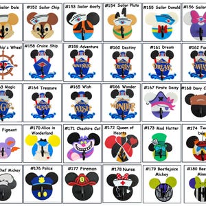 May include: A collection of colorful Disney-themed character keychains. Each keychain features a different character design, including Mickey Mouse, Donald Duck, and other popular figures. The keychains are made of plastic and have a hook for attaching keys.