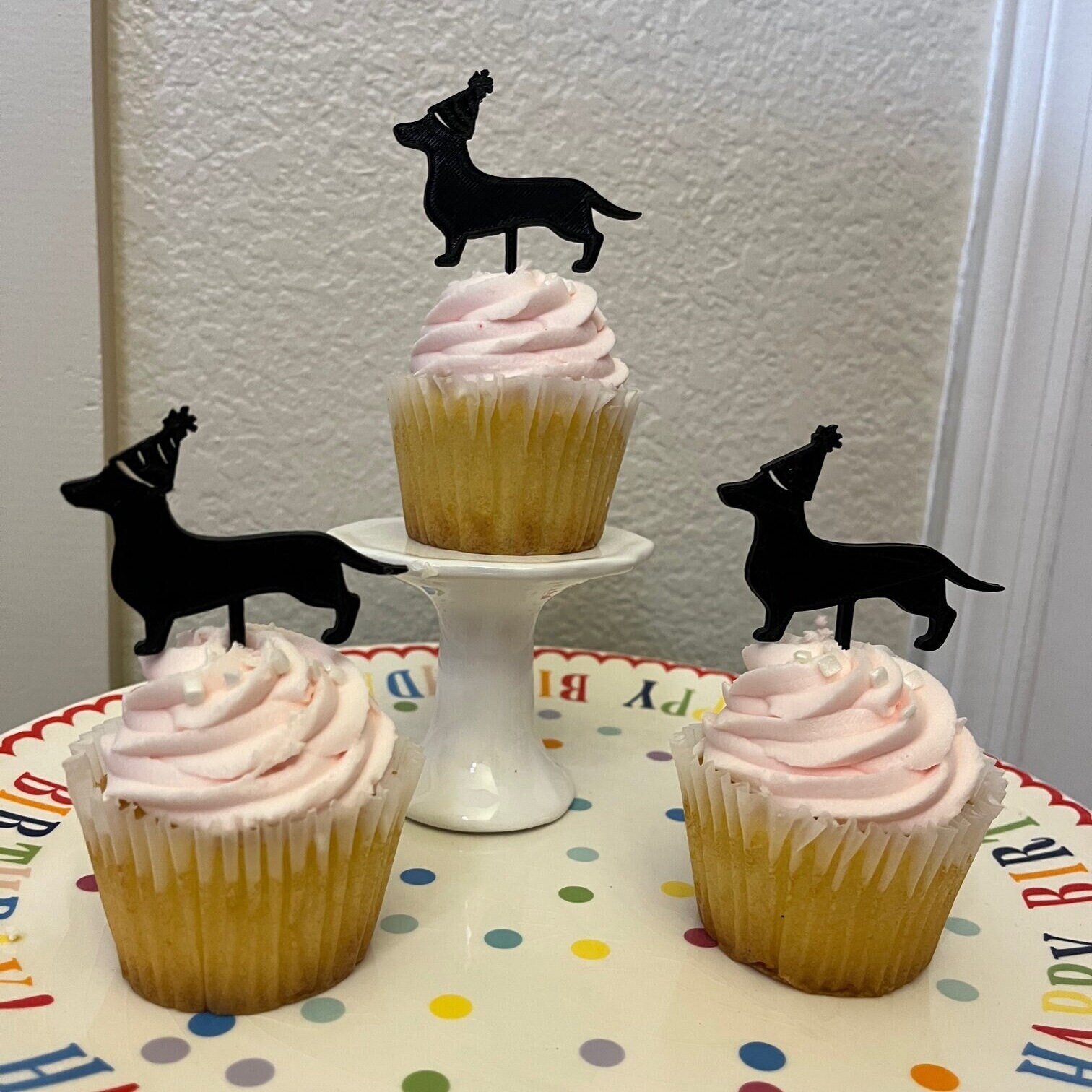 Dachshund Party Hat Cupcake Toppers Set of 8 Etsy