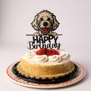 Labradoodle Dog Cake Topper - Reusable Year After Year! | Labradoodle Birthday Party Cake Topper