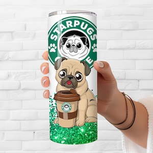 Brown Pug Tumbler - Insulated Stainless Steel 20 oz. Skinny Tumbler with Lid and Straw