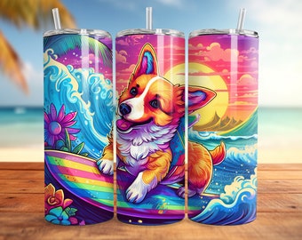 Corgi Insulated Stainless Steel 20 oz. Skinny Tumbler with Lid and Straw - Can be Personalized