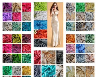 60+ Colors Glossy Charmeuse Silk Satin Bridal Dress Drape Polyester Lining Craft Fabric 44" 112cm By The Meter