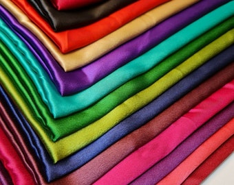 Glossy Charmeuse Satin Fabric Silk-Feel Polyester Bridal Dress Material 58" Soft Flowing Satin Weave Gowns, Lining Crafts