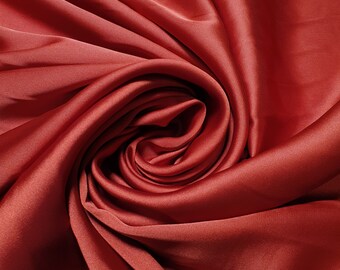 Red Glossy Charmeuse Satin Fabric Silk-Feel Polyester Bridal Dress Material 58" Soft Flowing Satin Weave Gowns, Lining Crafts