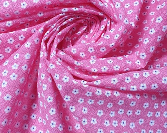 Pink Ditsy Flower Vintage Floral Polycotton Fabric Dress Craft Quilting Material 45" By The Meter