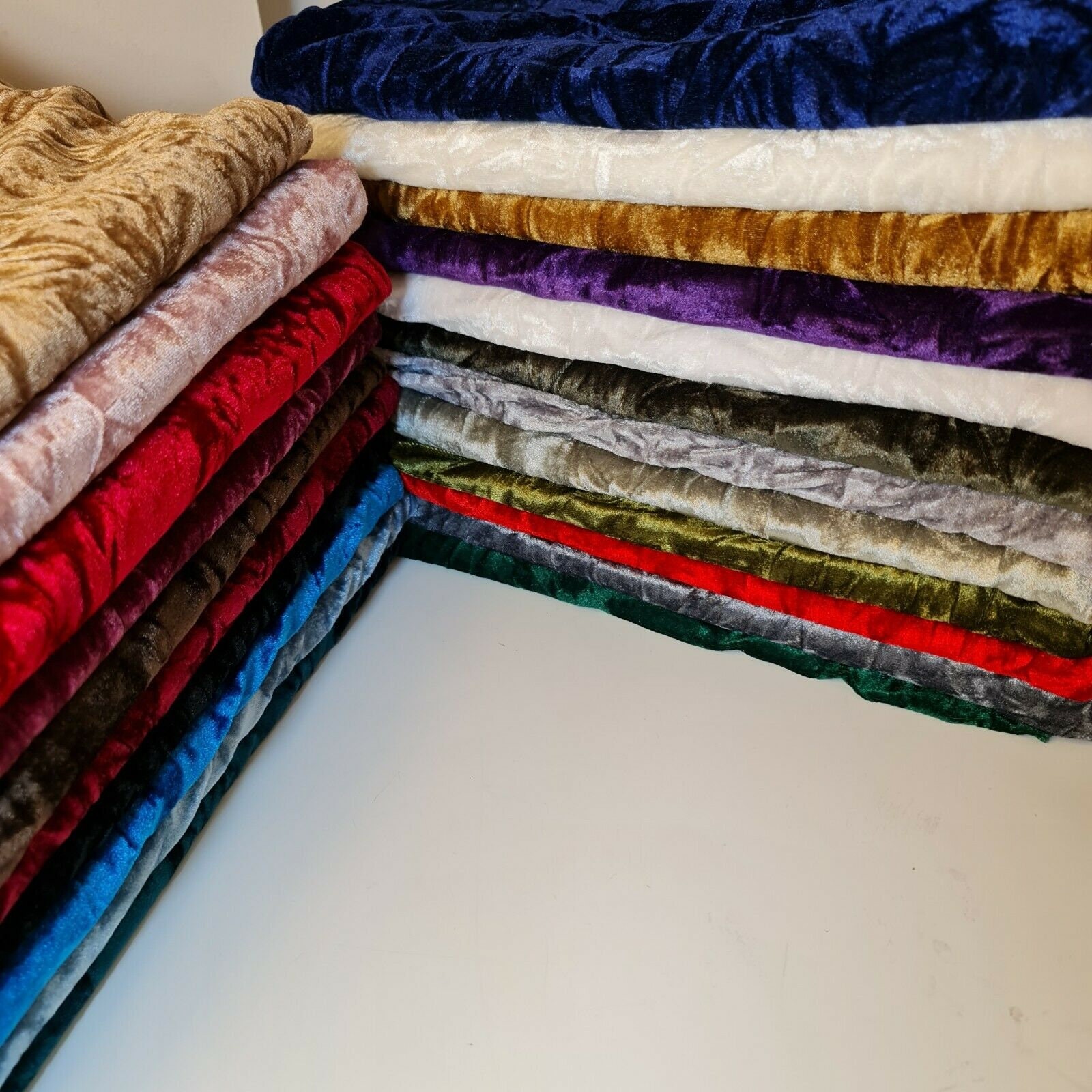 Crushed Velvet Fabric Material Stretch Velour 150cm wide sold by the metre - Velvet for Upholstery, Curtains, Tablecloth, Costumes