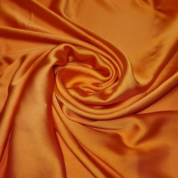 orange color dress material Sunset Orange -48 Glossy Charmeuse Satin Fabric Silk-Feel Polyester Bridal  Dress Material 58