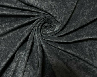 BLACK Crushed Velvet Fabric Material Stretch Velour 150cm wide sold by the metre - Velvet for Upholstery, Curtains, Tablecloth, Costumes