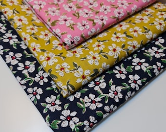 Floral Cotton Poplin Fabric | 100% Cotton Dress, Quilting & Craft Material | 58" Wide Printed Fabric by the Meter | Soft Lightweight Fabric