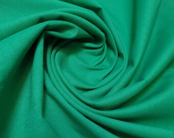 Emerald Green 100% Cotton Egyptian Cambric Poplin Fabric Plain Craft Dress Material 44" Lightweight Cotton Sewing, Quilting, Clothing Meter