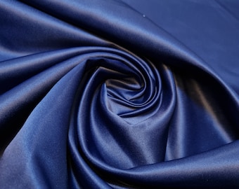 Navy Blue Matte Duchess Bridal Satin Fabric for Dressmaking Wedding Quilting Sewing - 150cm Wide