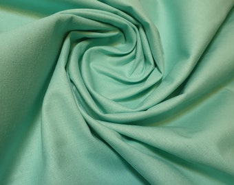 Mint 100% Cotton Egyptian Cambric Poplin Fabric Plain Soft Craft Dress Material 44" Lightweight Cotton Sewing, Quilting, Clothing Meter