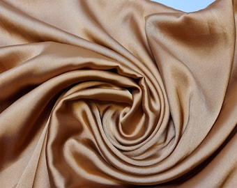 Rust Glossy Charmeuse Satin Fabric Silk-Feel Polyester Bridal Dress Material 58" Soft Flowing Satin Weave Gowns, Lining Crafts