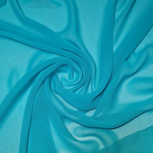 Mint Plain Chiffon Fabric Soft Drape, Sheer Translucent Material in Colours, Sold by the Meter for Dress, Craft  Décor 44" Wide