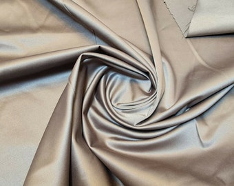 Tela de forro de satén 100 % algodón color caqui: material suave de primera calidad para cortinas, costura y manualidades, 112 cm de ancho por metro.