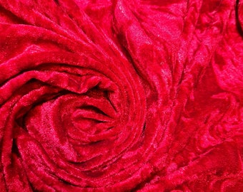 Red Crushed Velvet Fabric Material Stretch Velour 150cm wide sold by the metre - Velvet for Upholstery, Curtains, Tablecloth, Costumes