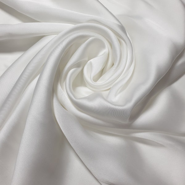 Clearance* Lightweight Polyester Silk Charmeuse Satin Dressmaking Bridal Prom Décor - Craft Fabric Material 58" - 150 cm Wide(Ivory)