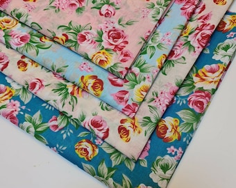 Sommer Rosen 4 Stück Poly Baumwolle Stoff Bundles Fat Quarters Quadrate Kinder Handwerk Nähen Material