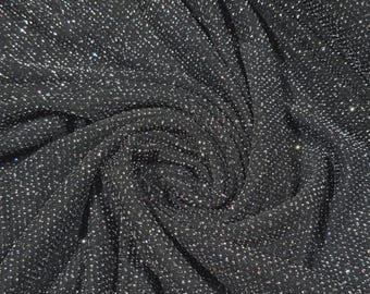 Black Silver Sparkle Jersey Lurex Polyester Moonlight Stretch Dress Fabric 58"