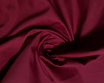 CLEARANCE* Plain / Solid Dyed Polycotton Dress Craft Fabric Material 45" - 112 cm Wide Sold In Various Lengths (Wine)