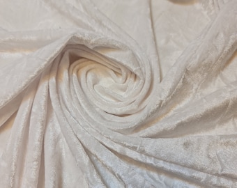 Tela de terciopelo blanco arrugado, tejido elástico de terciopelo de 150 cm de ancho, se vende por metro. Terciopelo para tapicería, cortinas, manteles y disfraces.