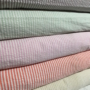 Stunning Cotton Seersucker Wide Stripe Fabric | UK