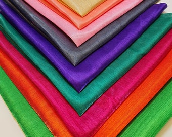 Bright Plain Colours Faux Dupion Raw Silk Fat Quarter Fabric Bundle of 9 50x50cm
