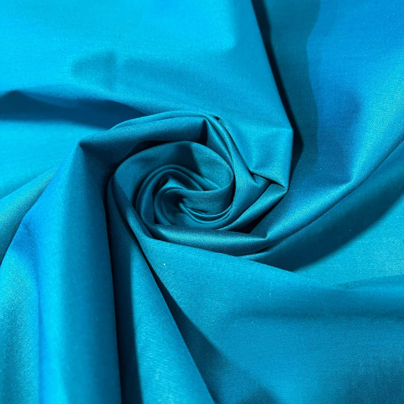 100% Cotton Sateen Lining Fabric – Premium Soft Material for Curtains, Dressmaking & Craft, 44" Wide by the Meter Turquoise Blue