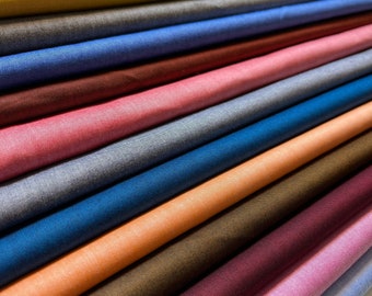100% Cotton Chambray Fabric Yarn Dyed Lightweight Shirt & Dress Material 58" Wide Craft Fabric by the Meter Soft Denim Look Weave