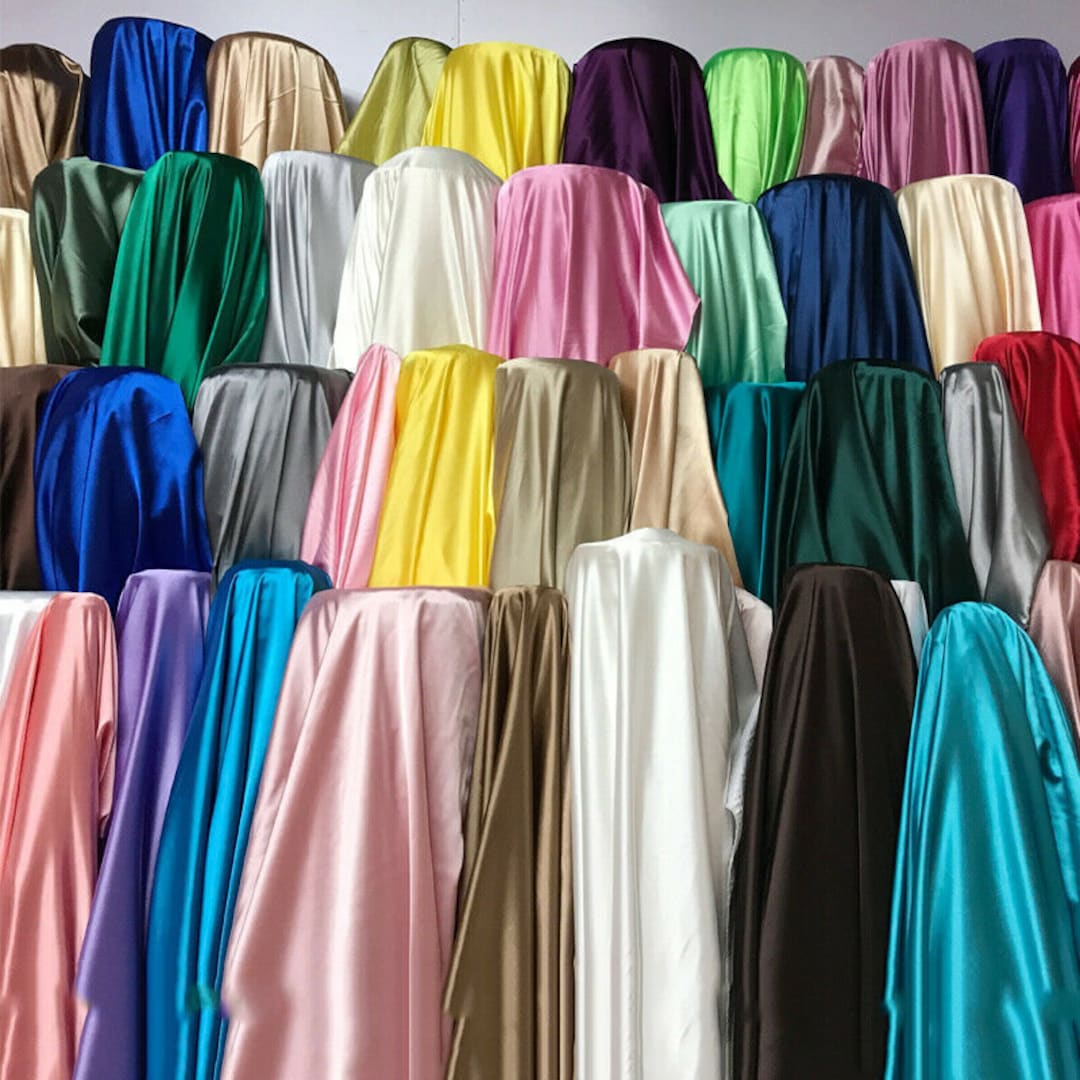 Flowing Polyester Glossy Charmeuse Satin Fabric Silk-feel Polyester Bridal Dress Material ...